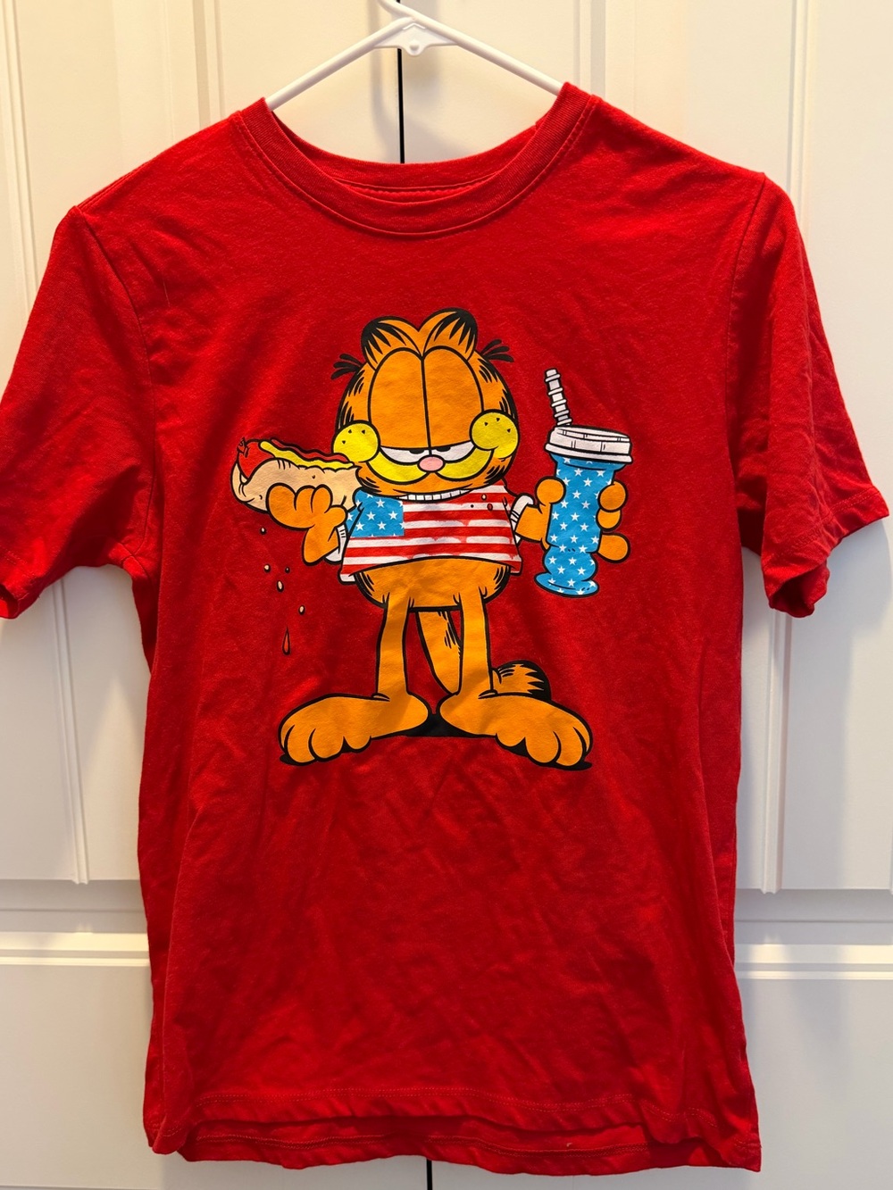 Nickelodeon Red Kids Tee with Multicolor Garfield Graphic
